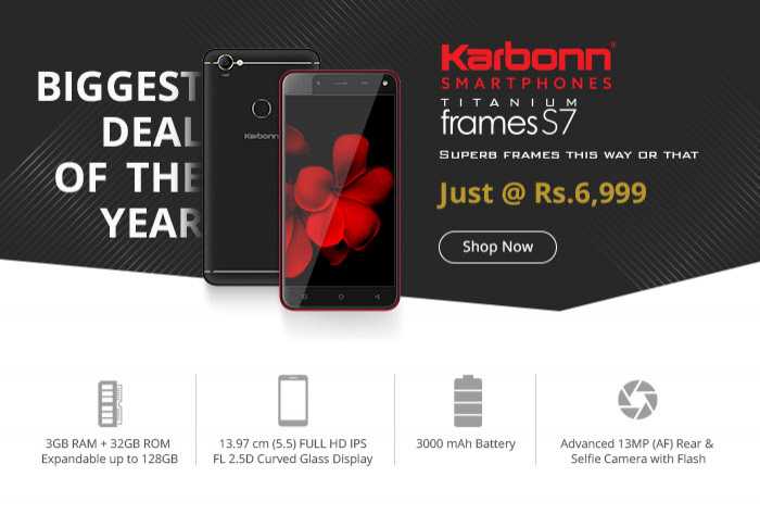 (36% OFF) Karbonn Titanium Frames S7 @ Just Rs 6,999 - February 2019
