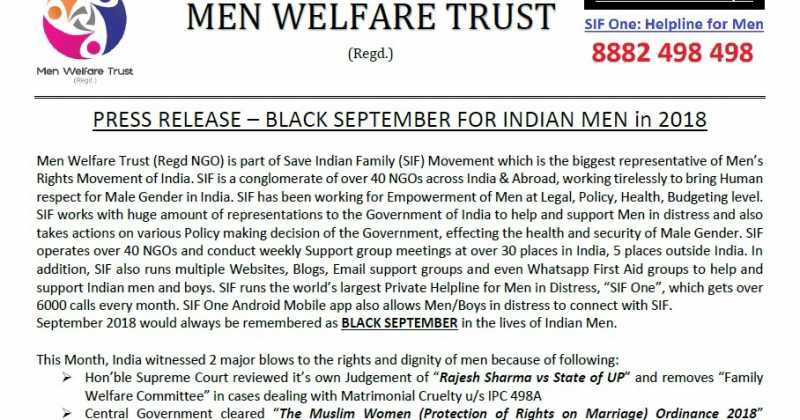 #BlackSeptember - When Indian Men Lost Family Welfare Committee & Triple Talaq Ordinance