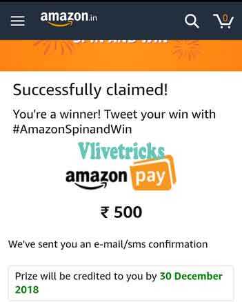 (Live) Amazon Spin & Win :Get Free Pay Balance+Products On App - Vlivetricks
