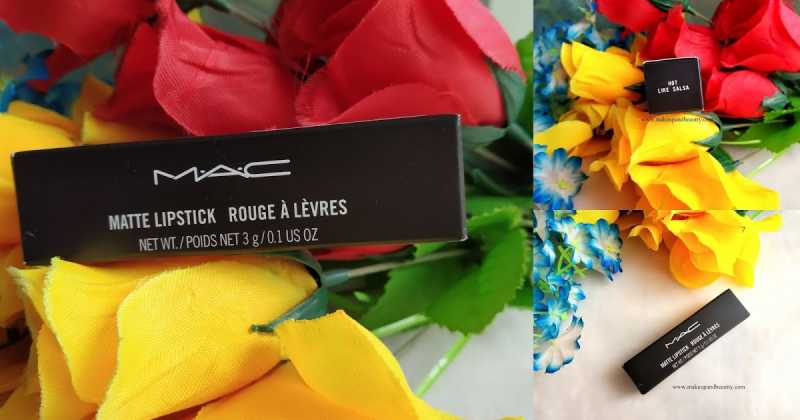  REVIEW & SWATCHES OF MAC LIPSTICK "HOT LIKE SALSA" 