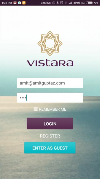 "Remember To Forgot" On Login Screen -Vistara Mobile App - Amit Gupta