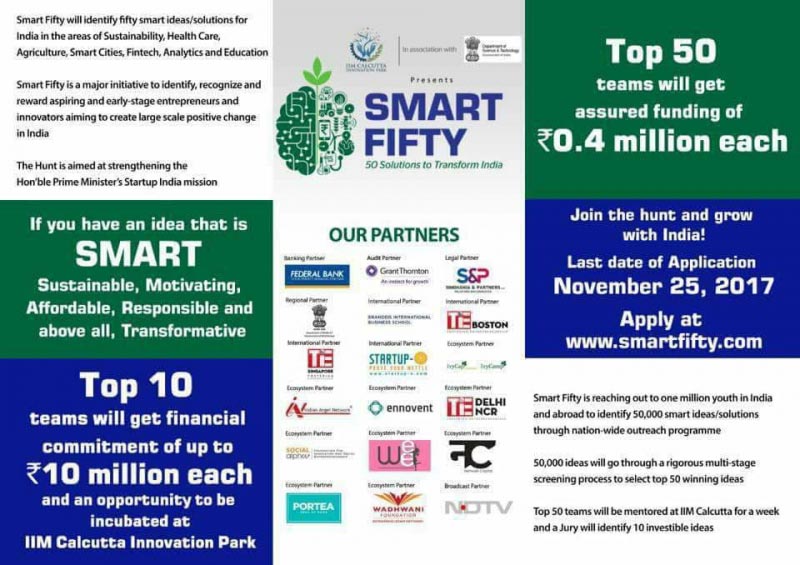 “Smart 50 Solutions”: A Contest For Entrepreneurs Launched By IIM CIP And DST