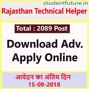 राजस्थान एनर्जी Technical Helper II Post ऑनलाइन फॉर्म 2018 - Student Future