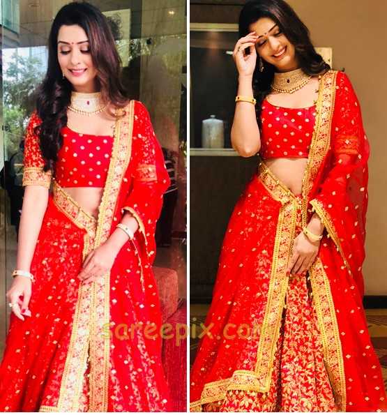"rx 100" Heroine Payal Rajput In Red Lehenga