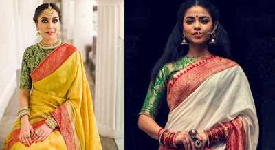 35 Stylish High Neck Blouse Designs For Pattu Sarees