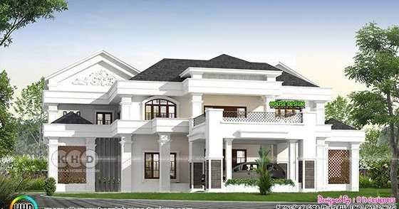 4433 Square Feet 5 Bedroom Colonial Mix House Plan