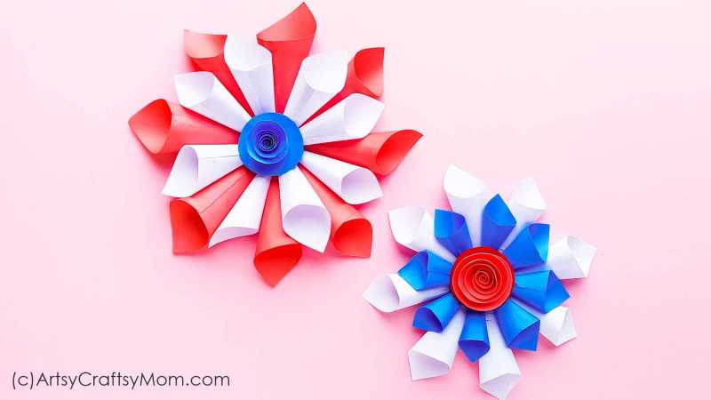 4th Of July Paper Cone Wreath Craft