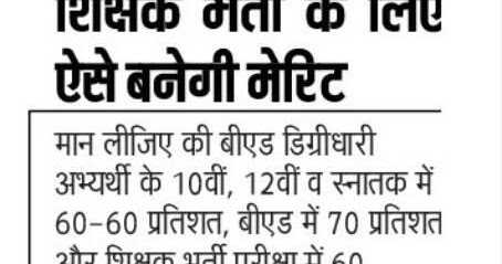 70000 PRT Shikshak Bharti Ki Merit Es Tarah Banegi Dec 2018 News Amar Ujalla
