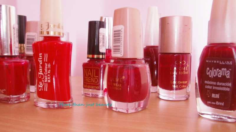 A Bunch Of RED Nail Paints