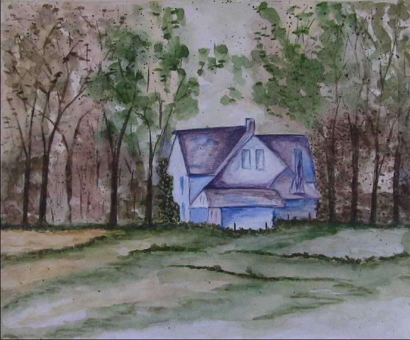 A Cottage In Jungle- Watercolor Painting By Sudeep Gupta