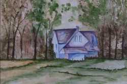 A cottage in Jungle- Watercolor Painting by Sudeep Gupta