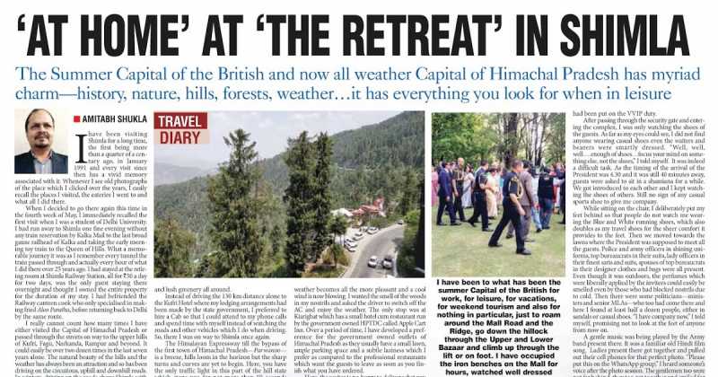 AT HOME’ AT ‘THE RETREAT’ IN SHIMLA