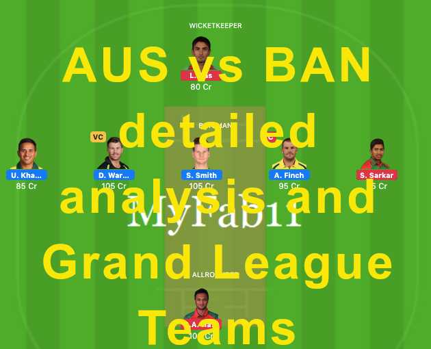 AUS Vs BAN Dream11 Grand League Teams | Jun 20 Match | Australia Vs Bangladesh MyFab11 Teams - CricPick