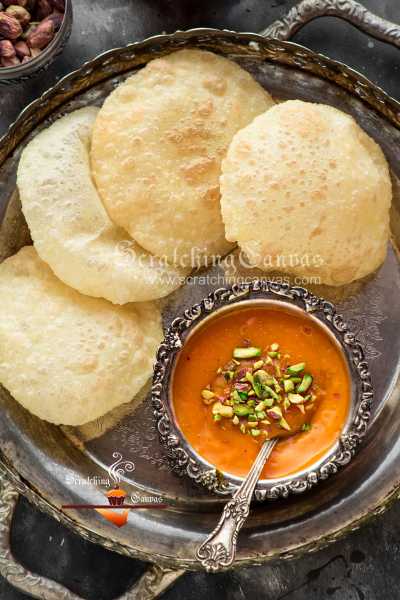 Aamras Poori | Indian Mango Nectar | Mango Puree - Scratching Canvas