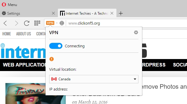 Access Restricted Sites Using Free VPN Offered By Opera Browser