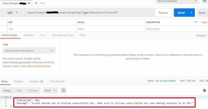 Access Denied Due To Missing Subscription Key