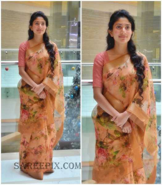 Actress Sai Pallavi In Floral Saree At "Maari 2" Movie Press Meet