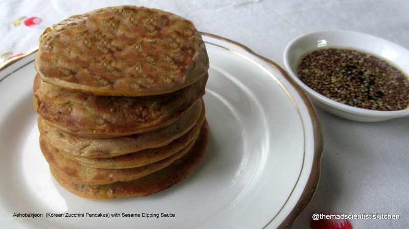 Aehobakjeon  (Korean Zucchini Pancakes) With Sesame Dipping Sauce