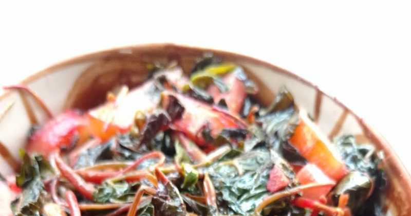 Aloo Diye Laal Shaak - Red Amaranth Greens With Potatoes 