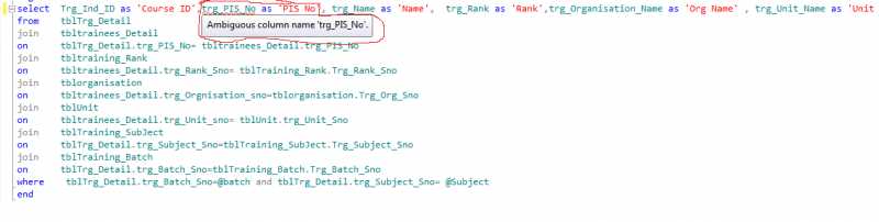 Ambiguous Column Name Error In SQL, How Do I Fix It
