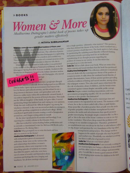 An Interview With Madhurima Duttagupta, Author Of ‘Goddess & Whore’; For India Se Magazine ( January 2015).