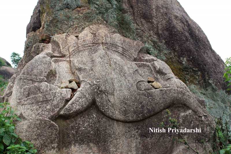 Ancient Rock Carvings On Granite Rocks Near Ranchi City. 