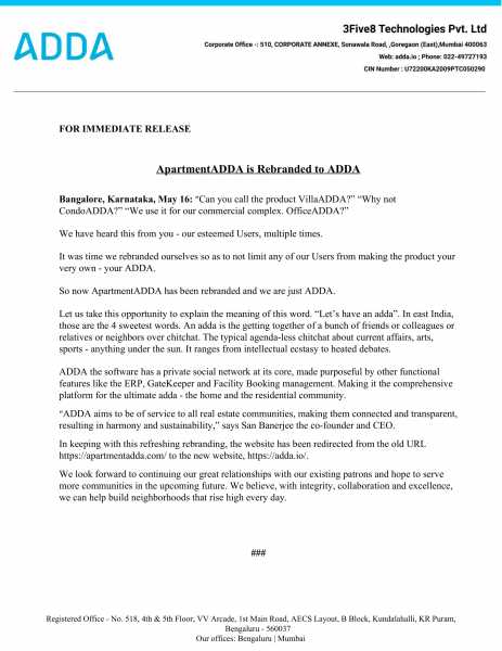 ApartmentADDA Is Rebranded To Just ADDA! - ADDA BLOG