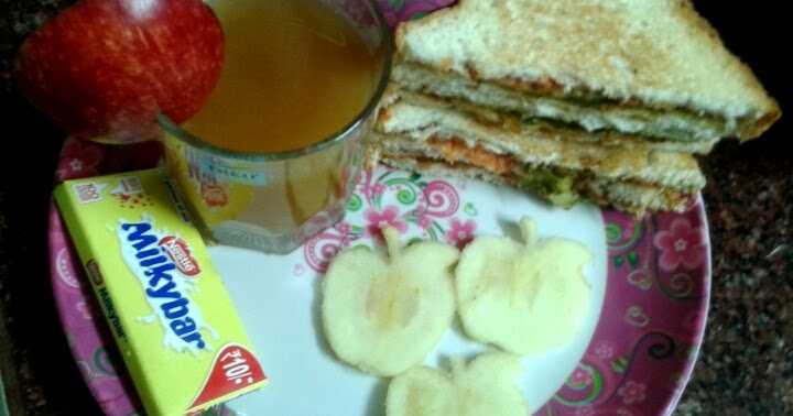 Apple Juice & Mint Chutney Sandwich - Kids Evening Snack Combo