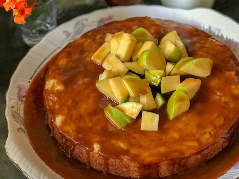 Apple Raisin Cake With Salted Caramel Drizzle