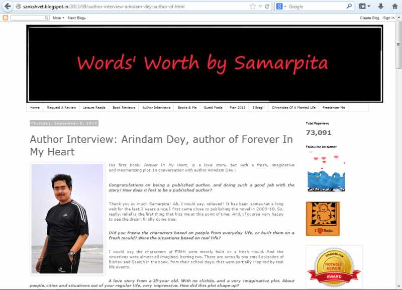 Arindam Dey Interview By Samarpita Mukherjee
