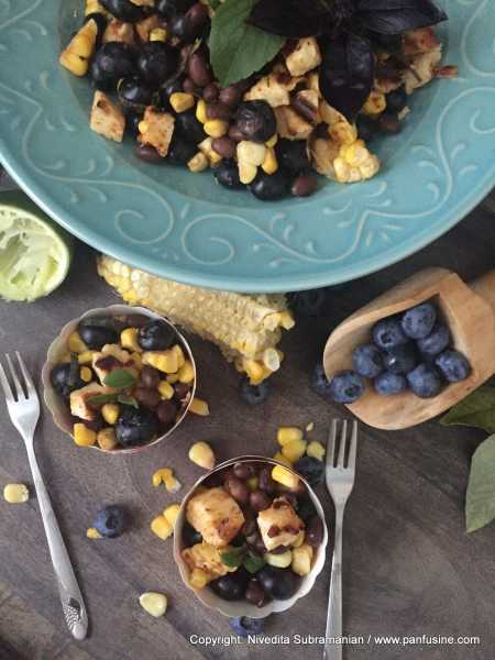 Aug 11 - Grilled Corn, Paneer, Black Beans And Blueberry Salad