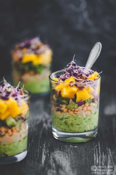 Avocado Mango Yellow Lentils Lime & Chilli Verrines
