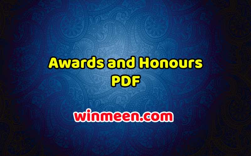 Awards And Honours Pdf - WINMEEN