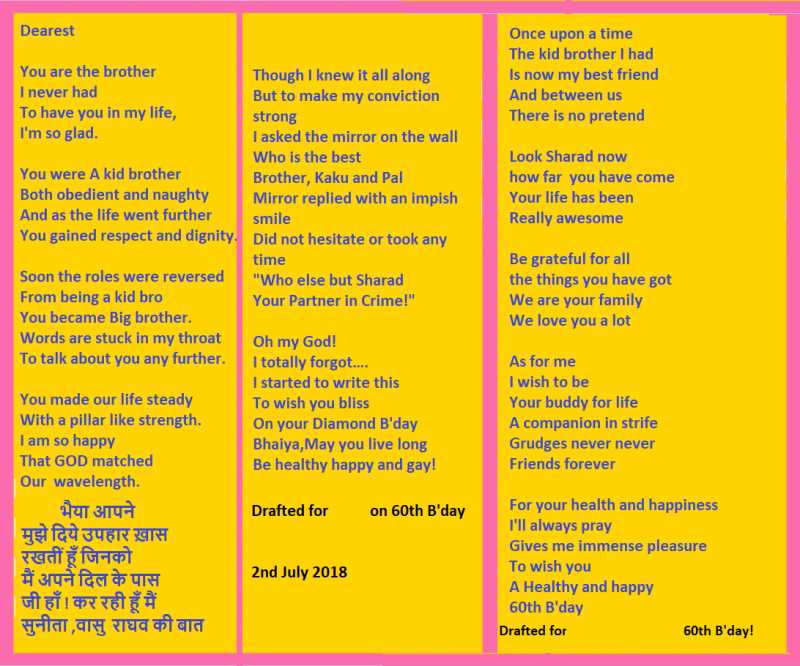 B’day Wishes For 60th