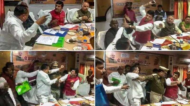 BJP MP Sharad Tripathi Beats Party MLA Rakesh Baghel With ‘Shoe’