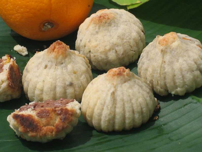Baby Steps To Making Eggless Modak Cookies With Chocolate Center (Sugar Free) 
