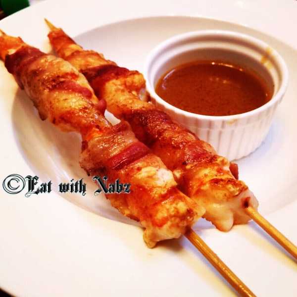 Bacon Wrapped Prawn With Prawn Head Reduction Sauce