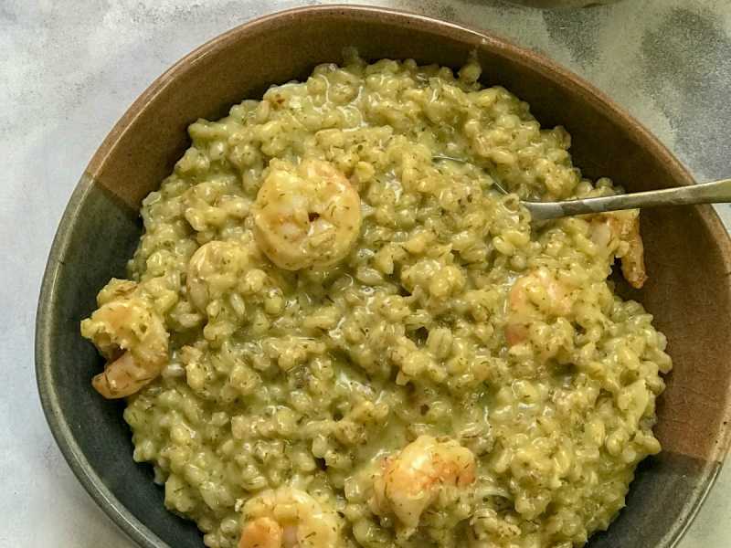 Barley Prawn Risotto With Dil Pesto