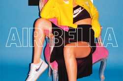 Bella Hadid posing for Footwear News in Nike Air sneaker