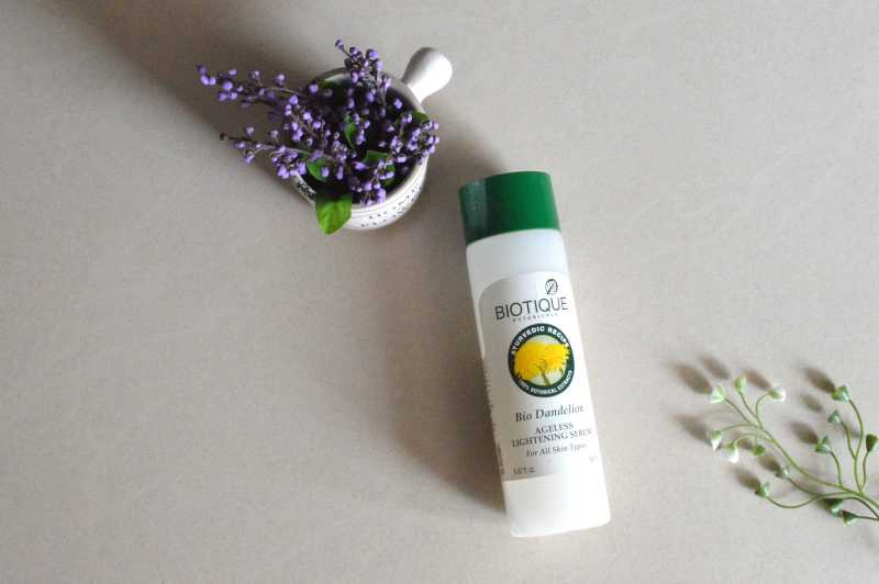 Biotique Bio Dandelion Ageless Lightening Serum Review.