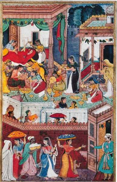 Birth Of Rama, By Keshava Khurd From The Mughal Imperial Ramayana.