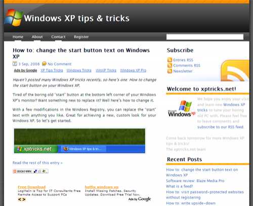 Blog Review - XP Tricks Dot Net