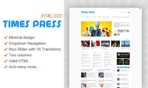 Bloggerz Bible: New HTML Magazine Template TIMES PRESS