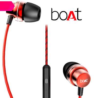 Boat Raging Red BassHeads 182 Wired Earphones With Mic