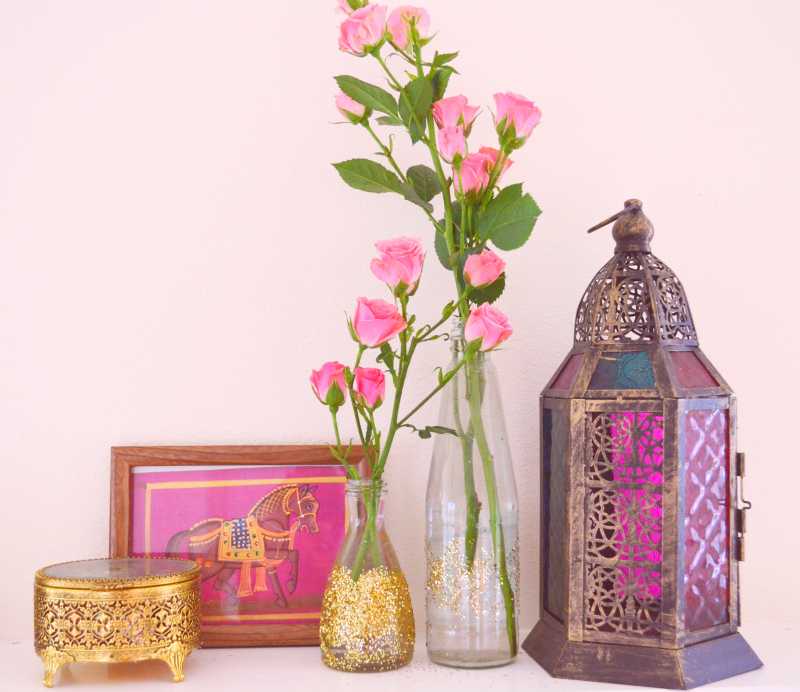 Bottle Upcycle : Giltter Vase