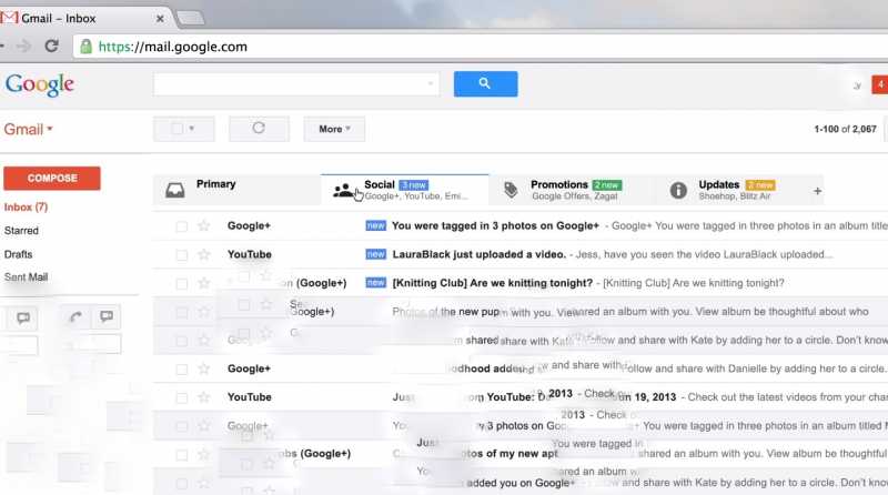Brand New Tabbed Inbox Of GMail