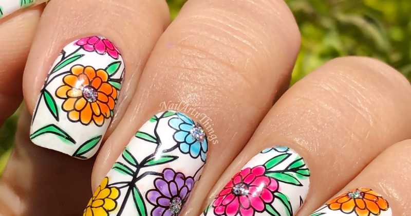 Bright Floral Nail Art