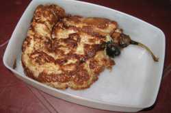 Brinjal fried in eggy batter