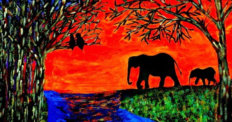 Brush To Canvas - An Elephant Sunset Silhouette!