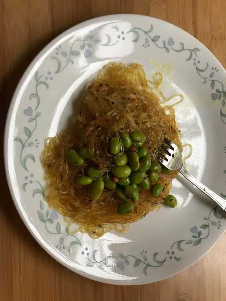 Burnt Garlic Glass Noodle With Endamame